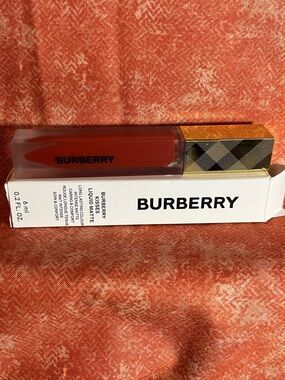 Burberry Kisses liquid matte lipstick in red/coral “Fire Red”